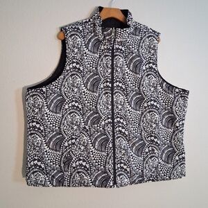 Black And White Patterned Coldwater Creek Vest 3XL